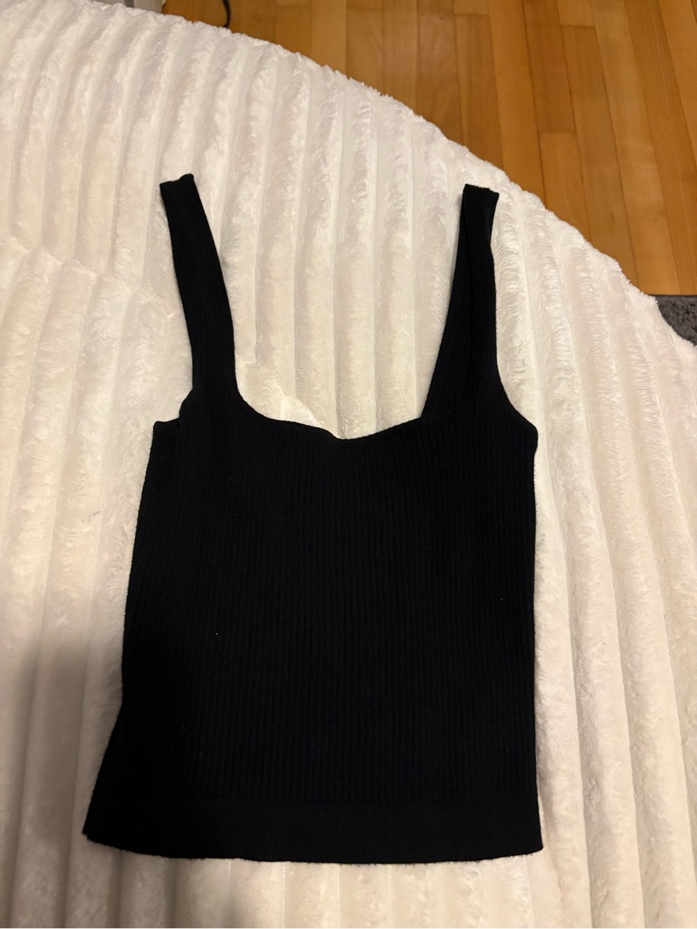 Garage Black Ribbed Square-Neck Tank Top
